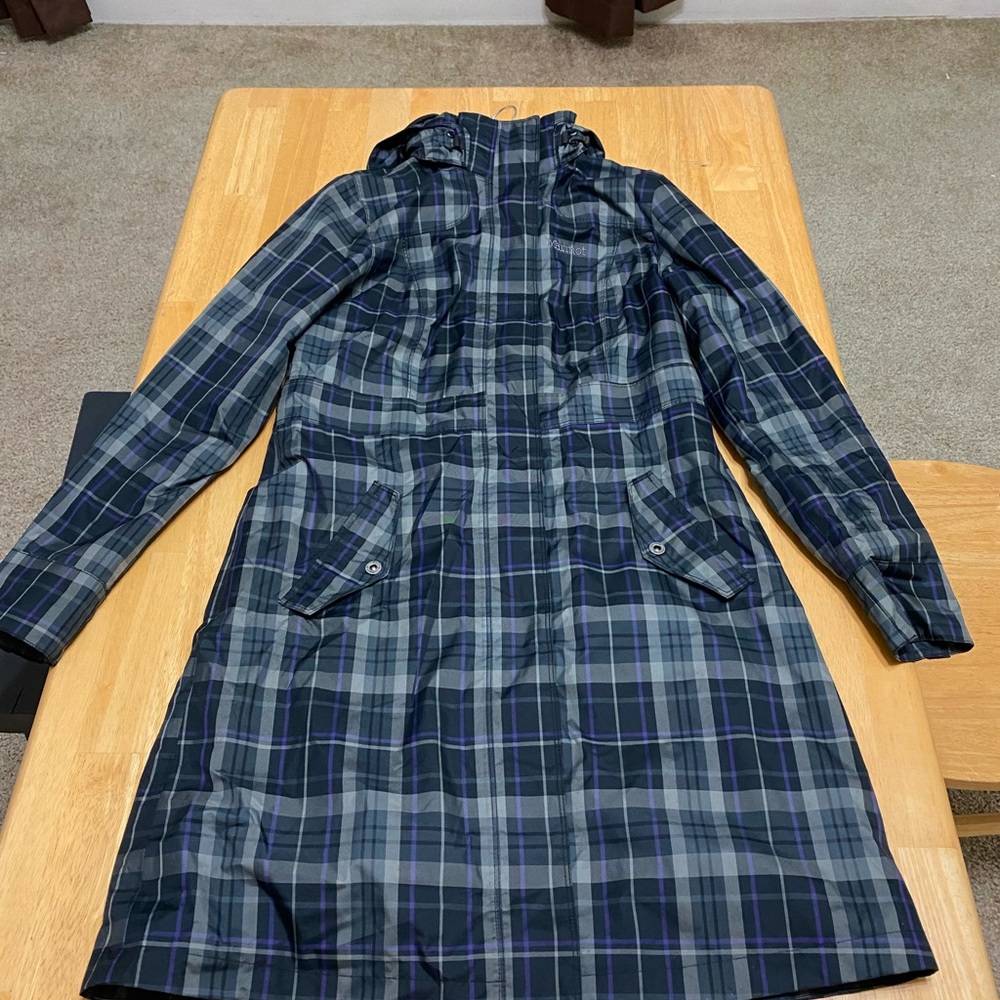 Marmot striped rain jacket.
